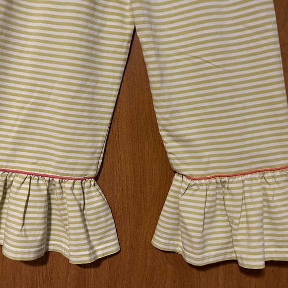 MATILDA JANE Sz 8 Lime Green and White Stripes with Button Ruffle Hems - Picture 7 of 9